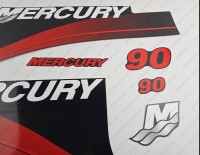 Mercury 90HP Optimax Saltwater Outboard Decal Kit RED